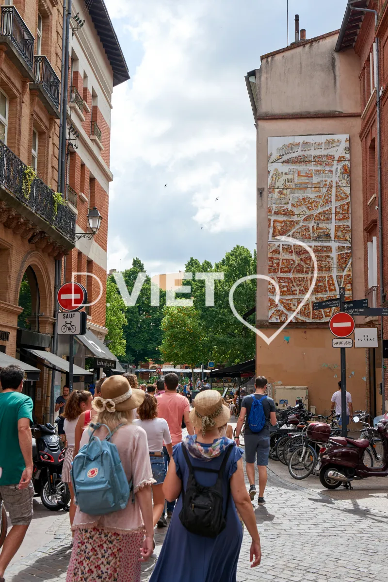 Photo TOULOUSE by VIET - Groupe en visite rue commercante