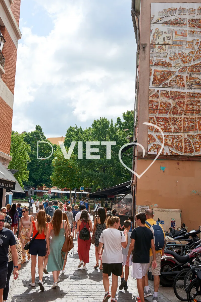 Photo TOULOUSE by VIET - Groupe en visite rue commercante
