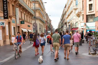 Photo TOULOUSE by VIET - Groupe en visite rue commercante
